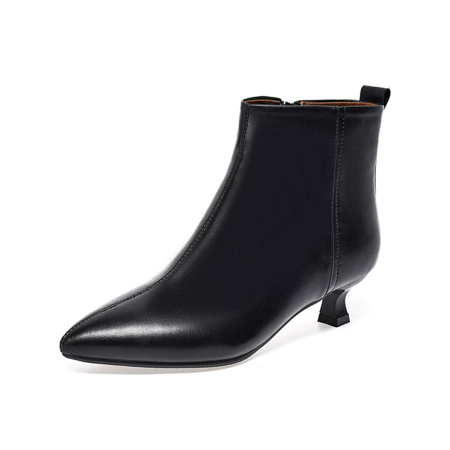 Élantra – Genuine Leather Pointed Toe Thin Heel Short Boots