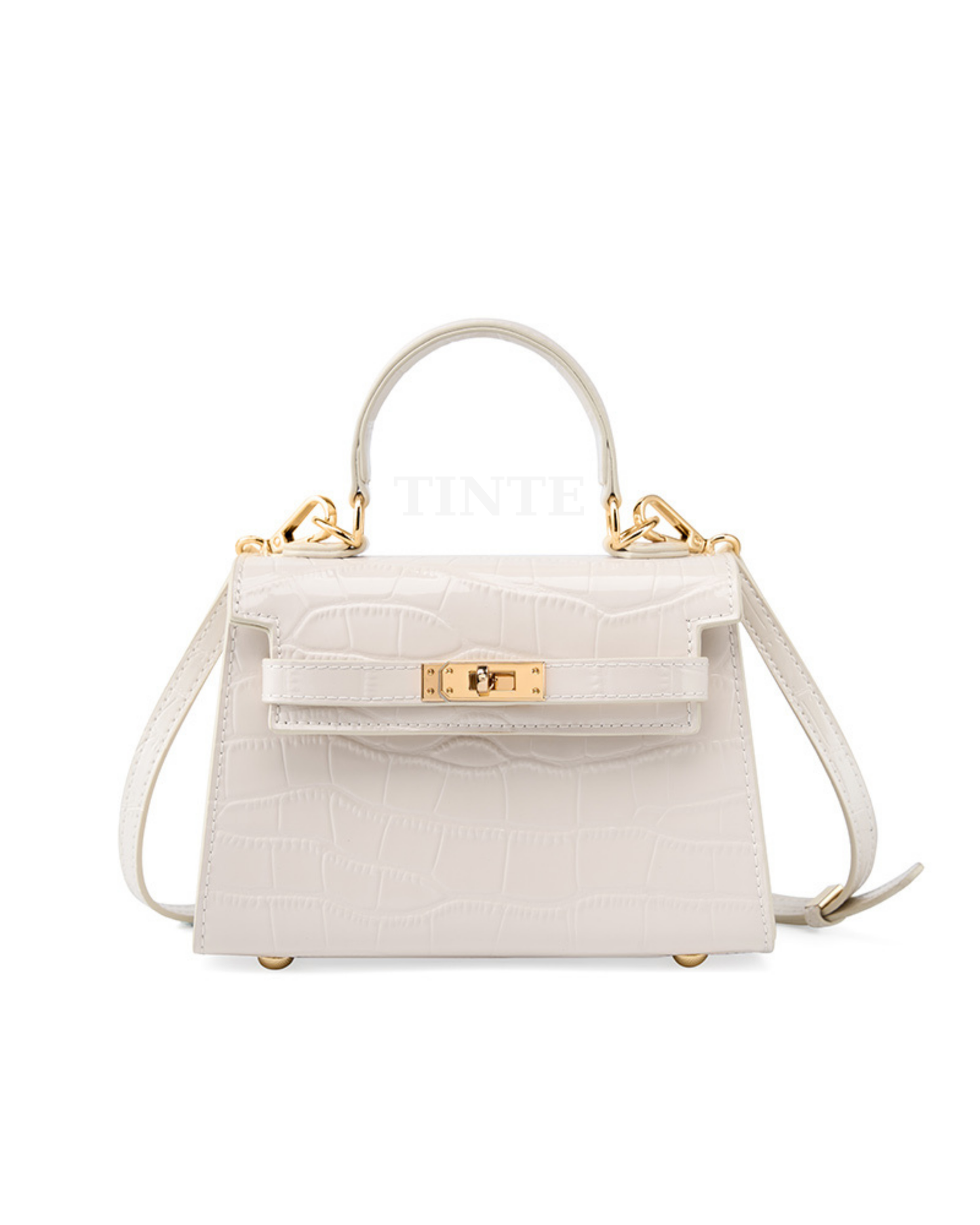 Bolsa Kelly Mini com estampa de crocodilo, bolsa de mão e ombro em couro legítimo