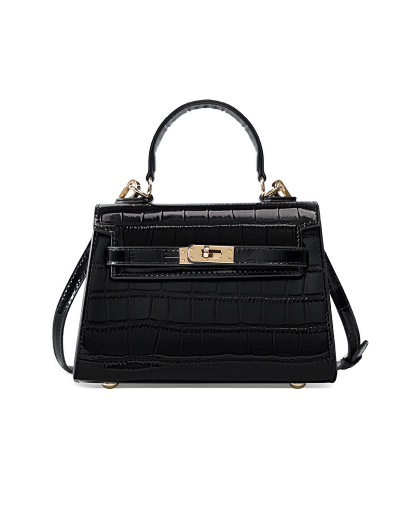 Kelly Mini bag Kroko Desenli Stil Hakiki Deri El & Omuz Çantası