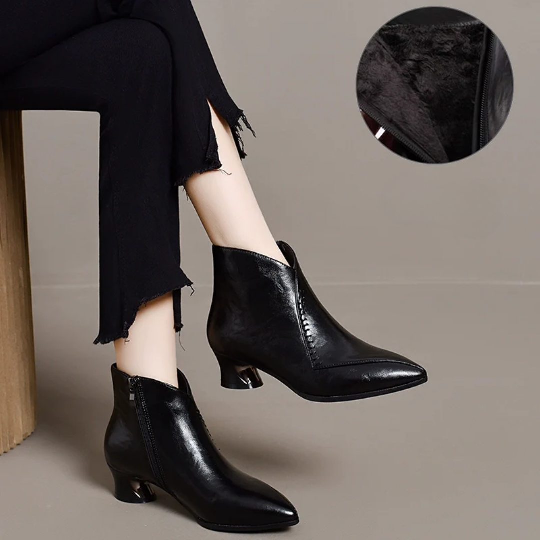 Varnelle – Genuine Leather Chunky Heel Ankle Boots |