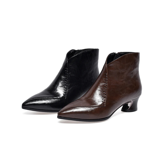 Varnelle – Genuine Leather Chunky Heel Ankle Boots |