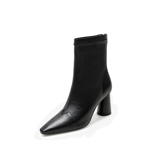 Florraze – Genuine Leather Mid Heel with Flower Details