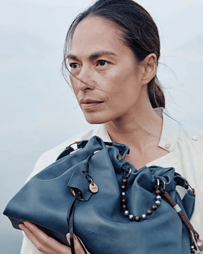 Bolsa de couro legítimo com cordão Gather – opções de tamanho mini/pequeno/médio