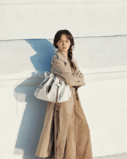 Bolsa de couro legítimo com cordão Gather – opções de tamanho mini/pequeno/médio