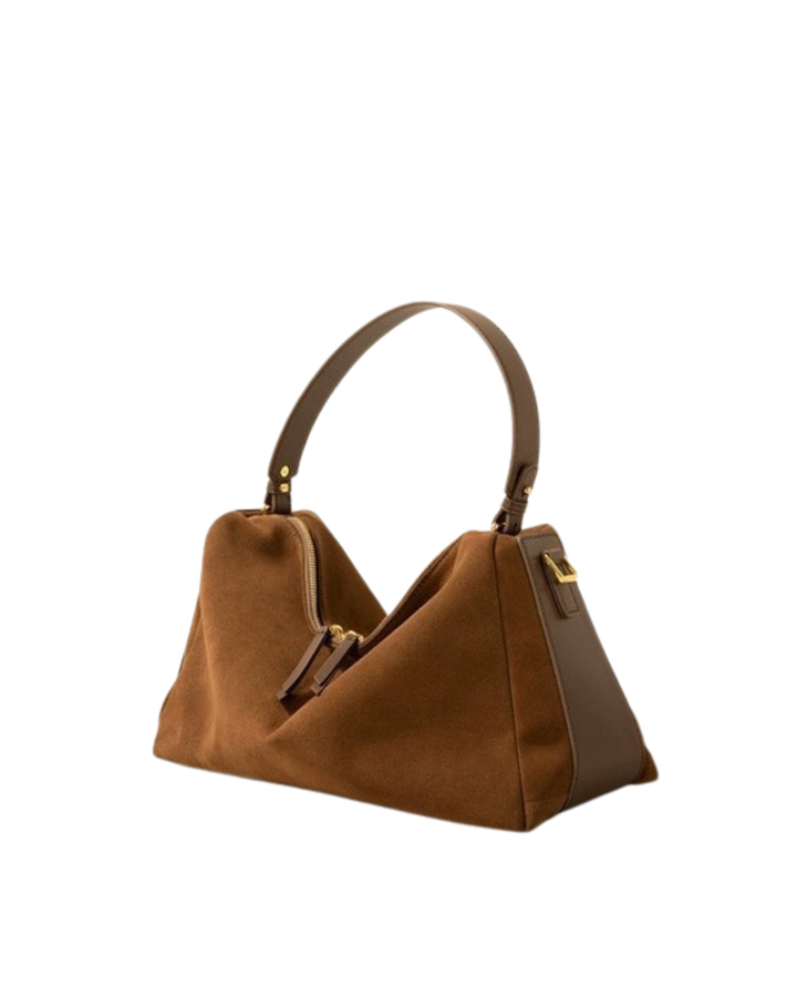 Sinced Suede Luxury Leather Bag – Large Volume, Minimalist Design, Zippered Model 