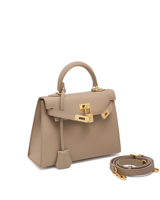 Class Genuine Leather Handbag | Elegance with Gold Details