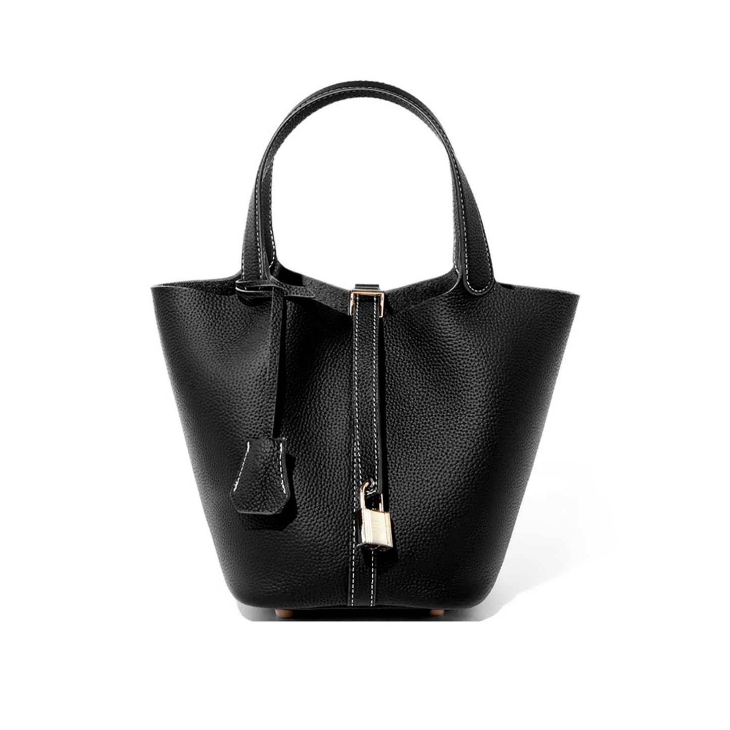 Bolsa Picotin em couro legítimo – Bolsa estilo balde compacta e estilosa