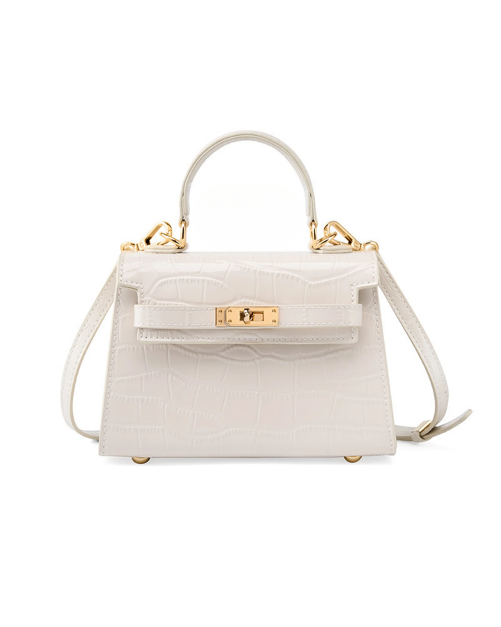Kelly Mini bag Kroko Desenli Stil Hakiki Deri El & Omuz Çantası