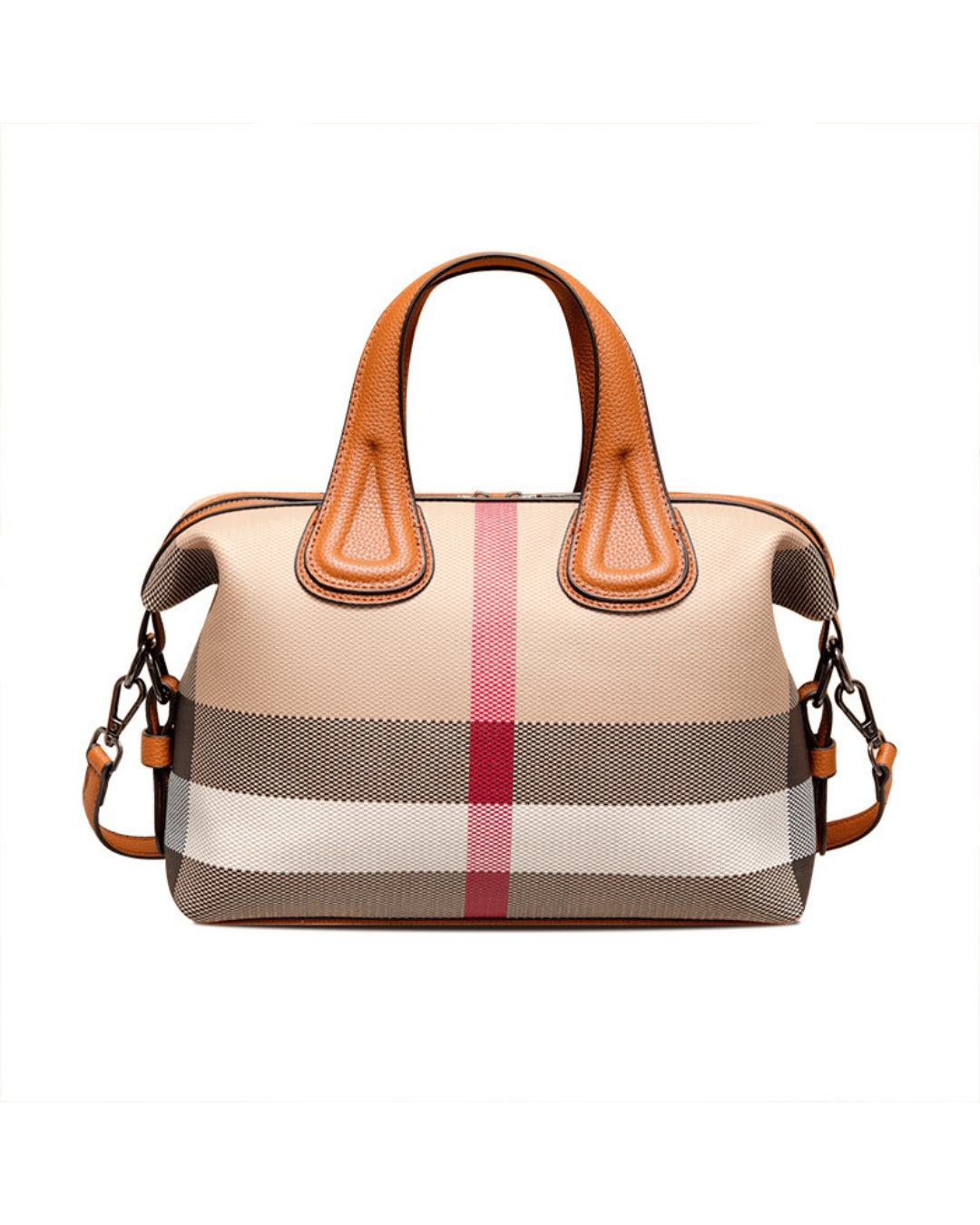 Bolsa de lona e couro xadrez | Design elegante e versátil