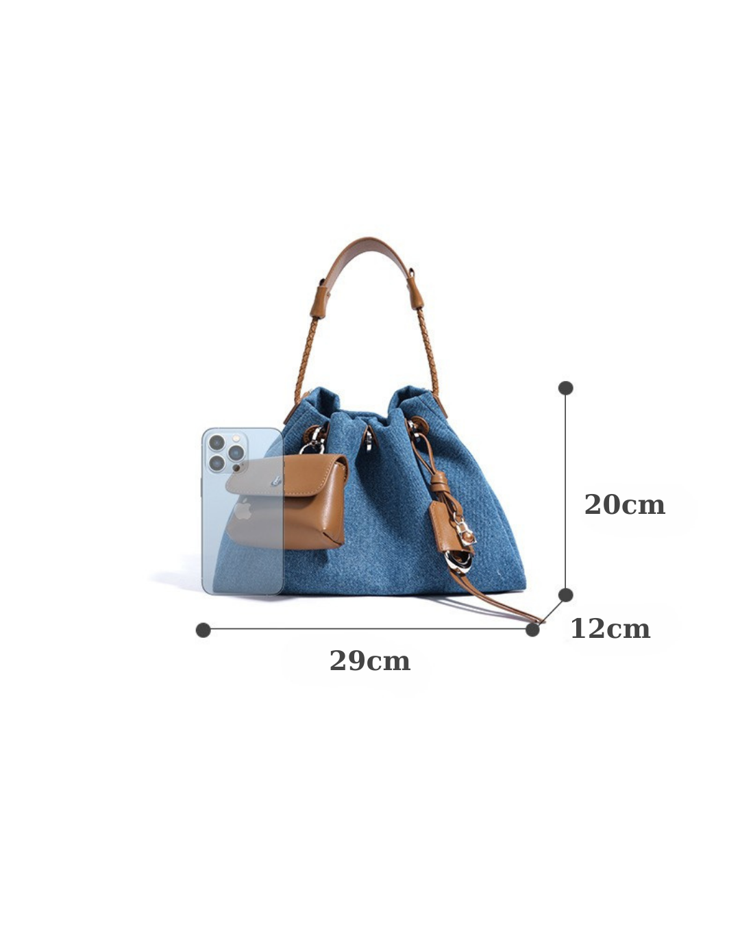 Breeze Denim Drawstring Shoulder Bag | Stylish and Functional Design