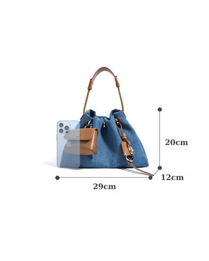 Breeze Denim Drawstring Shoulder Bag | Stylish and Functional Design