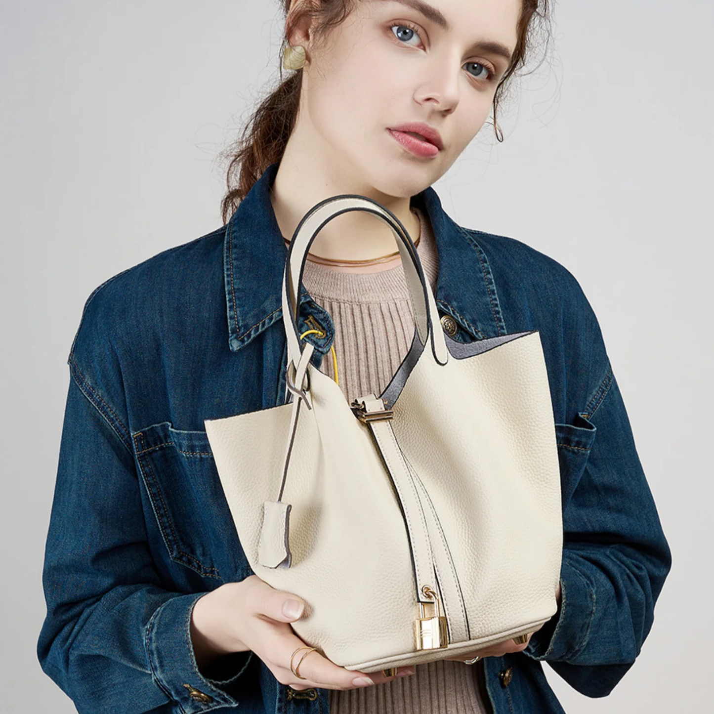 Bolsa Picotin em couro legítimo – Bolsa estilo balde compacta e estilosa