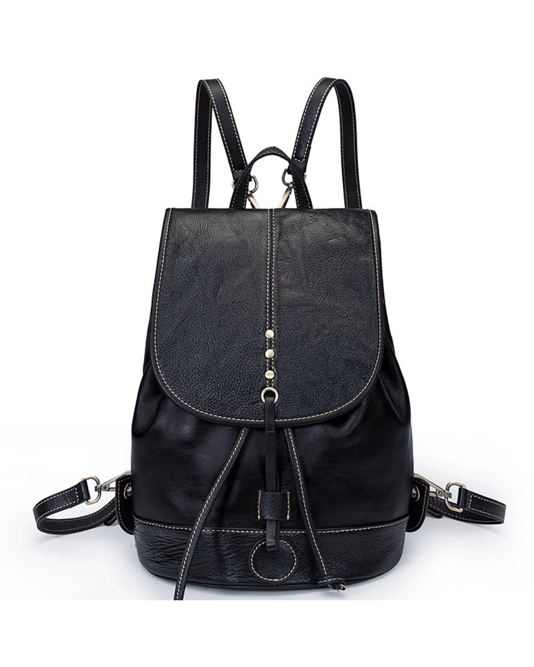 Rucksack Çift Renkli Siyah-Yeşil Deri Sırt Çantası – Modern ve Şık