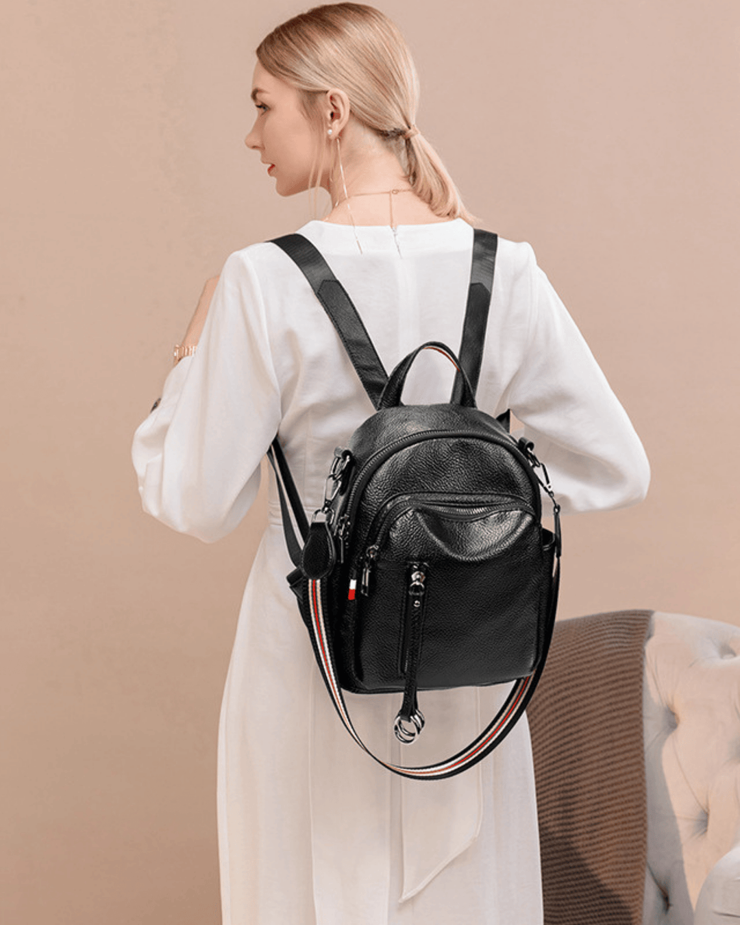 Urban – Şerit Detaylı Çok Bölmeli Mini Sırt & Omuz Çantası