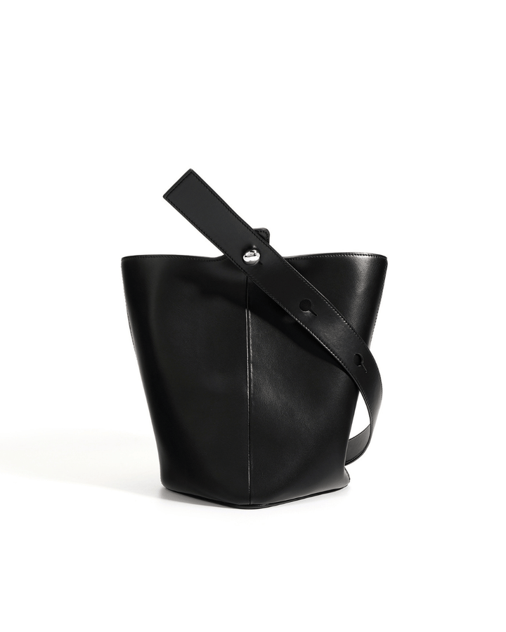 Nimbus – Stylish Buttoned Leather Bucket Bag