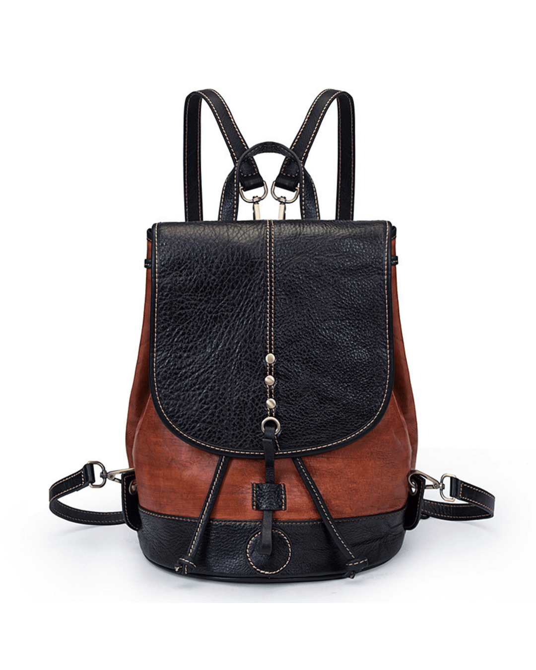 Rucksack Çift Renkli Siyah-Yeşil Deri Sırt Çantası – Modern ve Şık