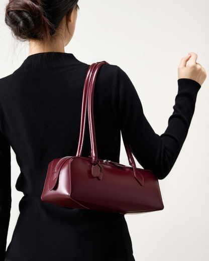 Halo Long Cylinder Leather Shoulder Bag | Stylish and Minimalist Design