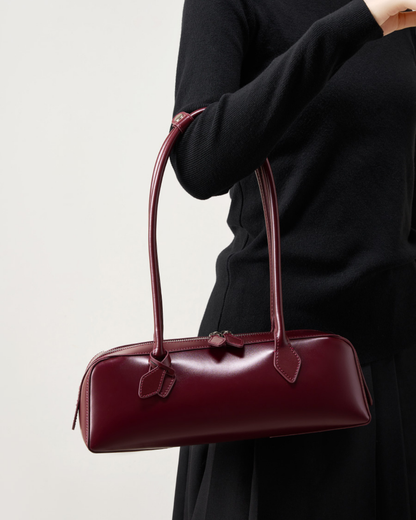 Halo Long Cylinder Leather Shoulder Bag | Stylish and Minimalist Design