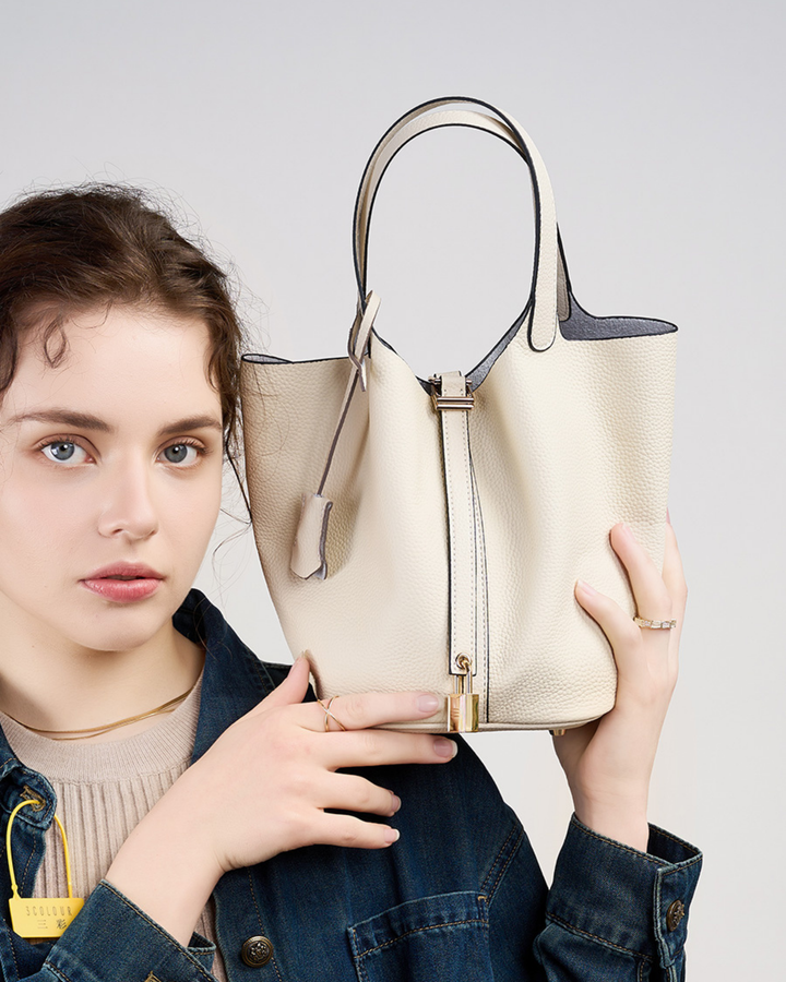 Picotin Hakiki Deri Çanta – Şık & Kompakt Bucket Bag
