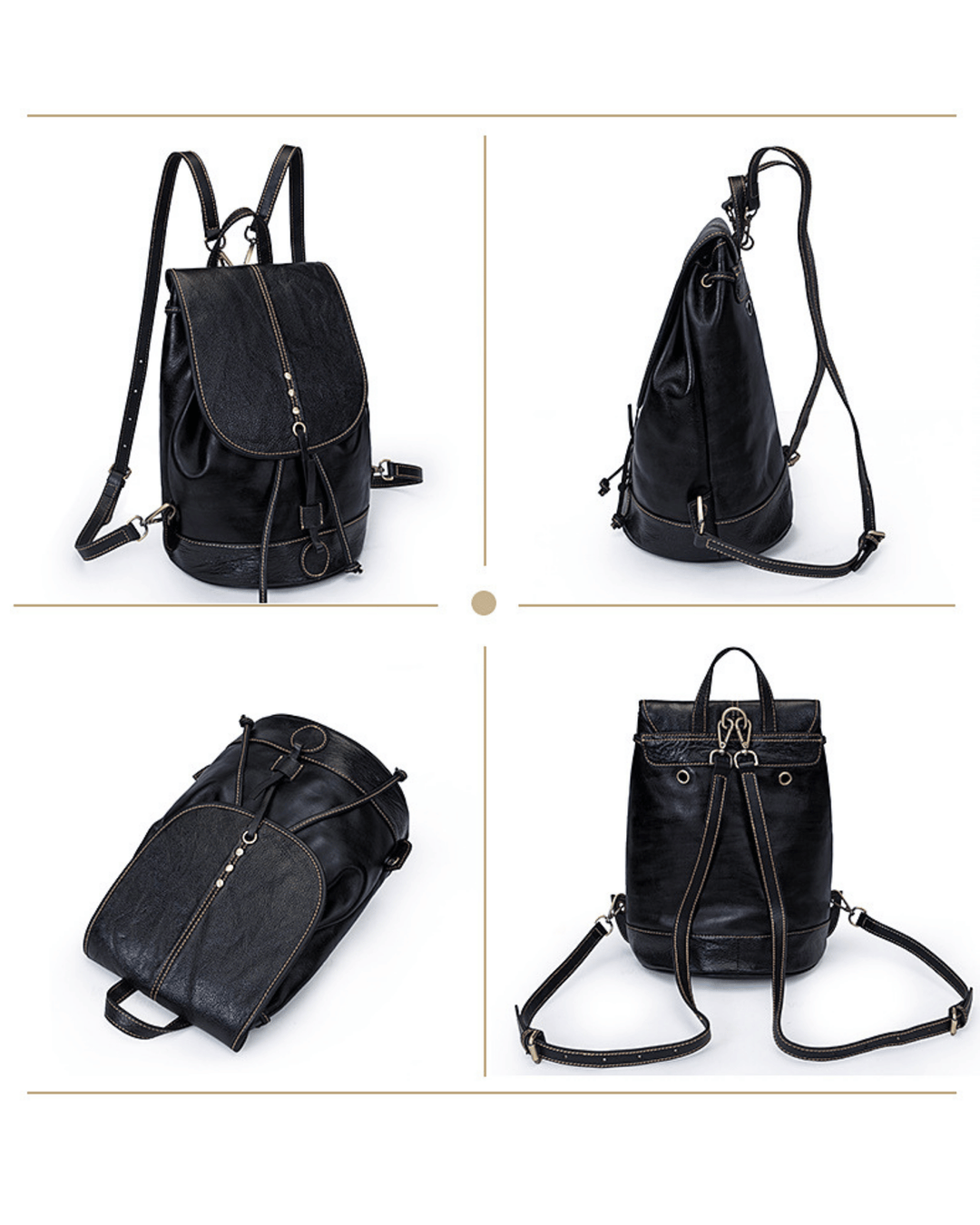 Rucksack Çift Renkli Siyah-Yeşil Deri Sırt Çantası – Modern ve Şık