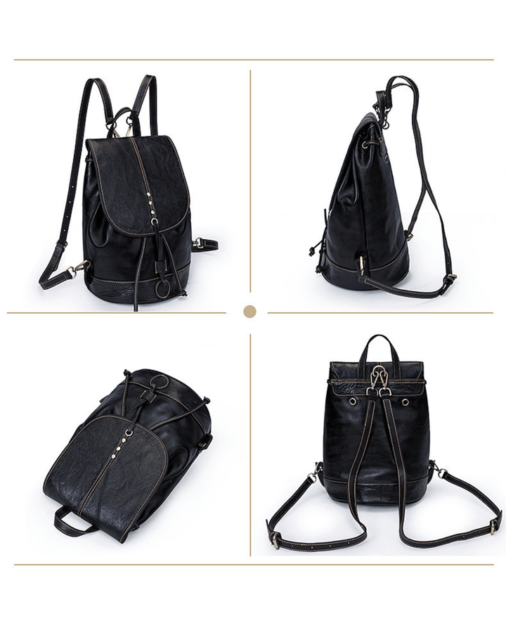 Rucksack Çift Renkli Siyah-Yeşil Deri Sırt Çantası – Modern ve Şık