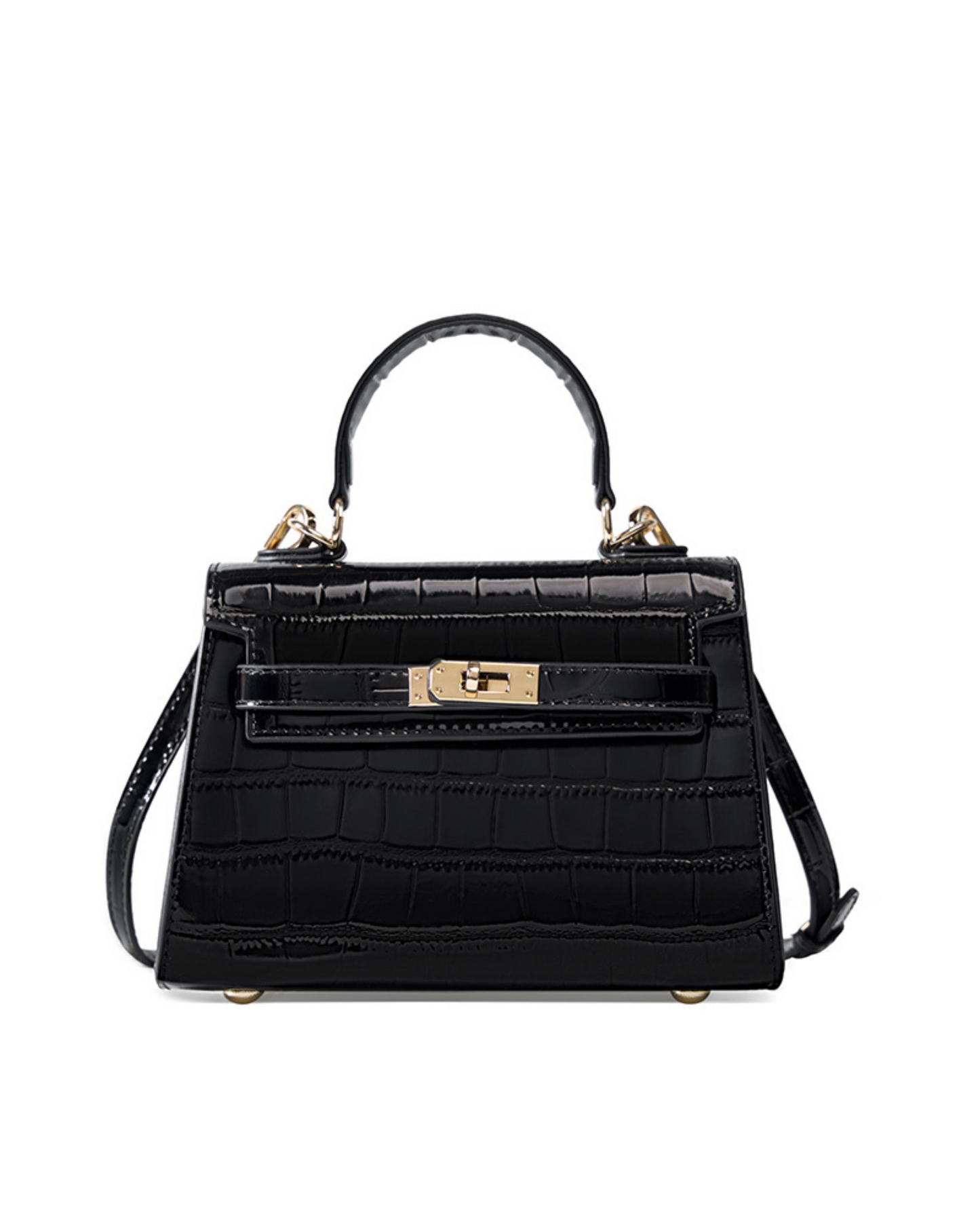 Bolsa Kelly Mini com estampa de crocodilo, bolsa de mão e ombro em couro legítimo