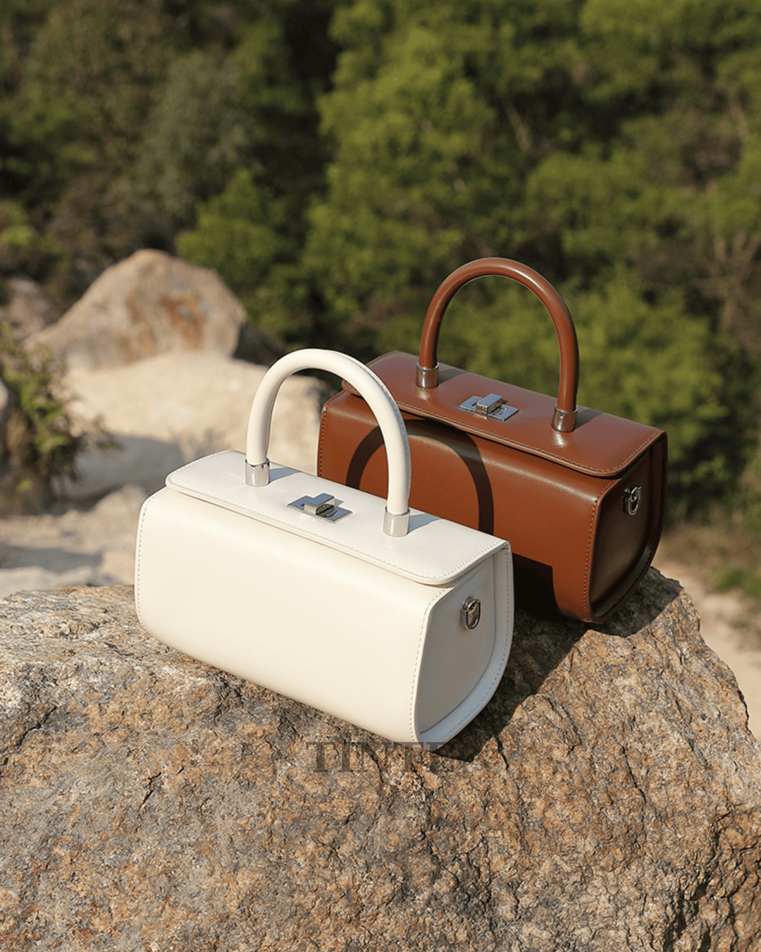 Swiss Deri Silindir Mini El & Omuz Çantası – Ayarlanabilir Askılı Top-Handle Bag