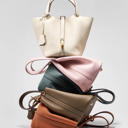 Bolsa Picotin em couro legítimo – Bolsa estilo balde compacta e estilosa