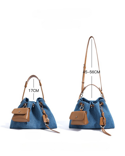 Breeze Denim Drawstring Shoulder Bag | Stylish and Functional Design