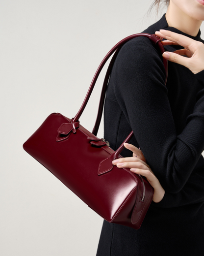 Halo Long Cylinder Leather Shoulder Bag | Stylish and Minimalist Design