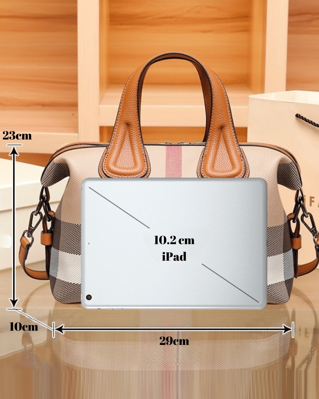 Bolsa de lona e couro xadrez | Design elegante e versátil
