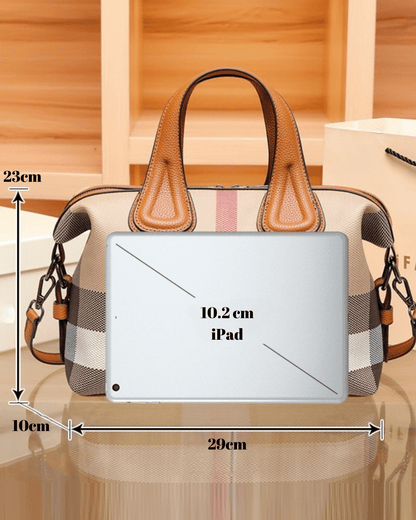 Bolsa de lona e couro xadrez | Design elegante e versátil